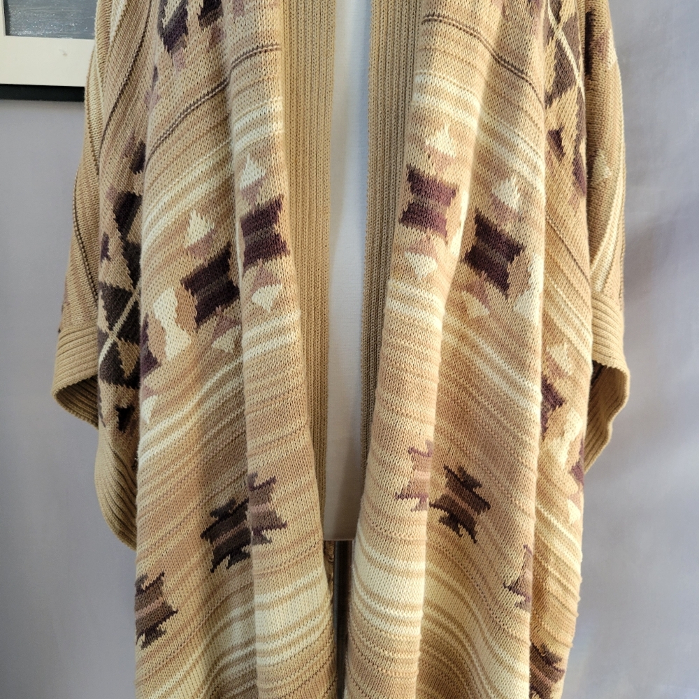 LRL Ralph Lauren Jeans Co. Aztec Southwest Cotton Linen Sweater Poncho S M - Picture 8 of 16